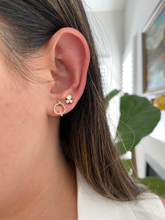 14k single earring diamond letter initial stud