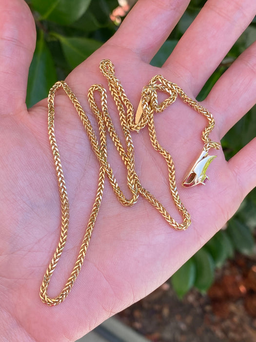 14K Gold Ruby Snake Foxtail Chain Lariat Necklace