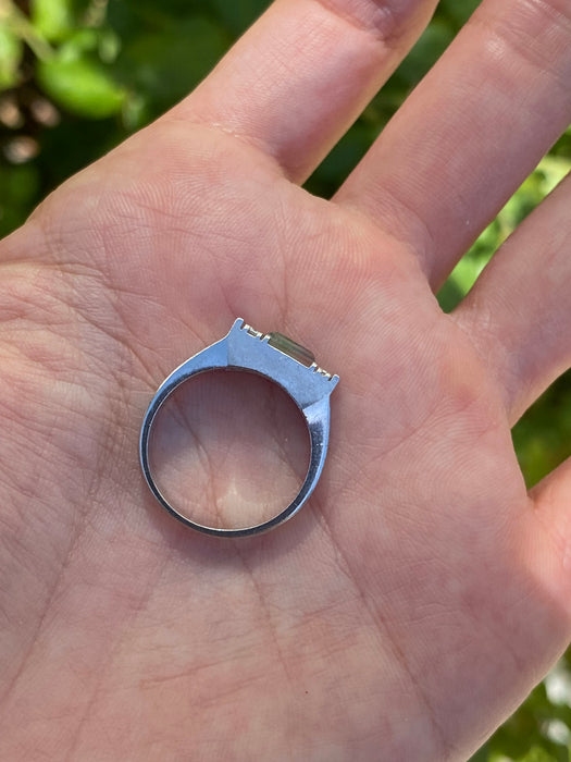 Platinum 900 watermelon tourmaline and diamond ring size 6.5