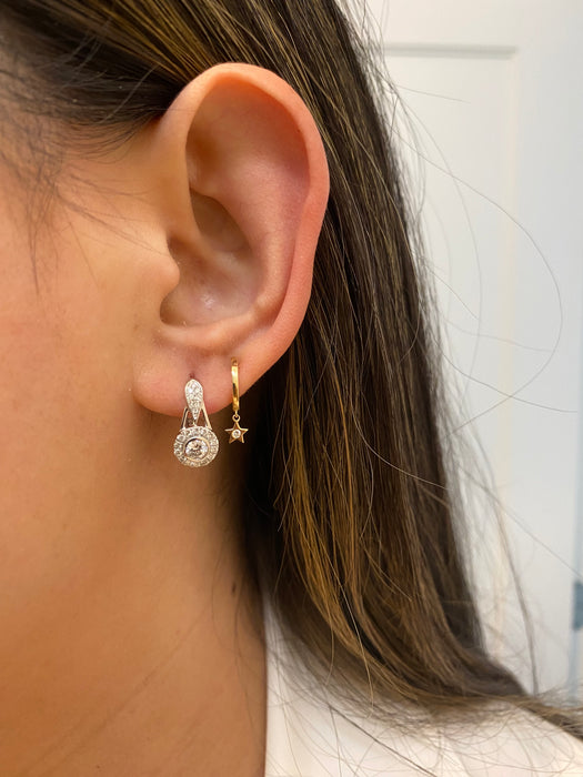 14k white gold diamond huggie earrings