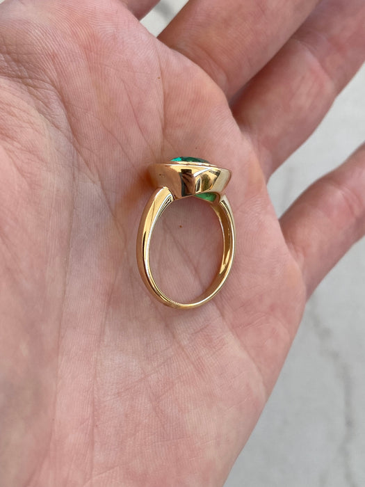 14K Gold Double Bezel Lab-Grown Emerald East-West Ring