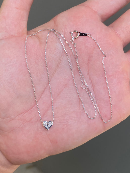 Platinum diamond heart necklace 16”