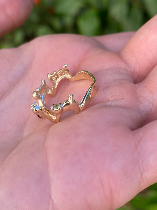 Custom preorder 14k dancing kitty cat ring