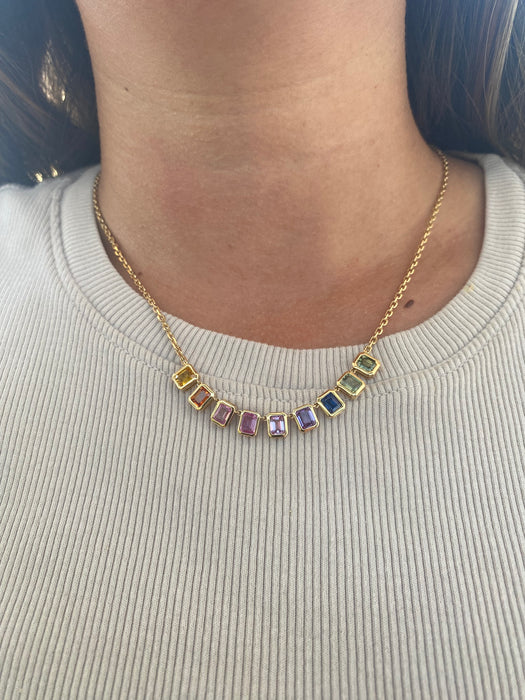 14K 4.6 Carat Rainbow Sapphire Necklace