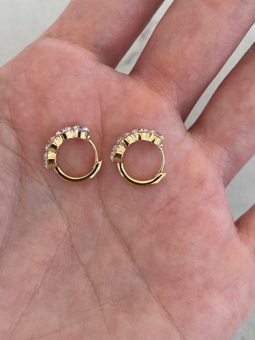 14K 1.36 TCW Lab Diamond Invisible Set Huggie Earrings