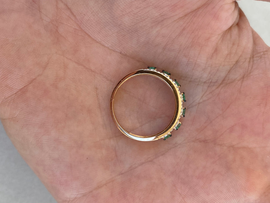 14K Rose Gold Emerald & Diamond Ring
