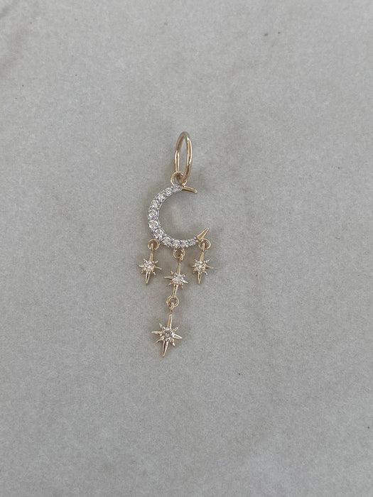 14K Diamond Moon & Star Charm