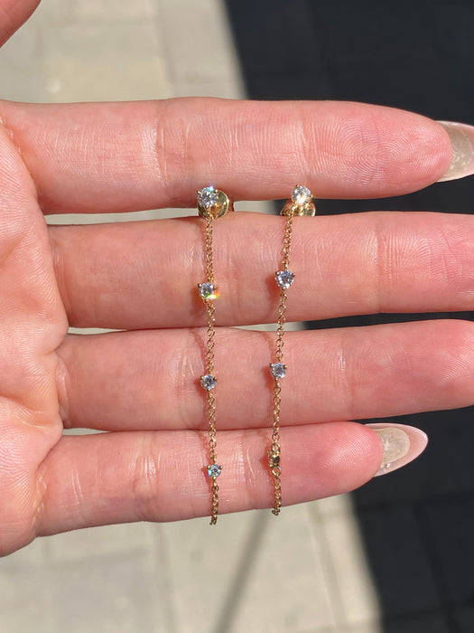 14K Gold Lab Diamond Drop Dangle Earrings
