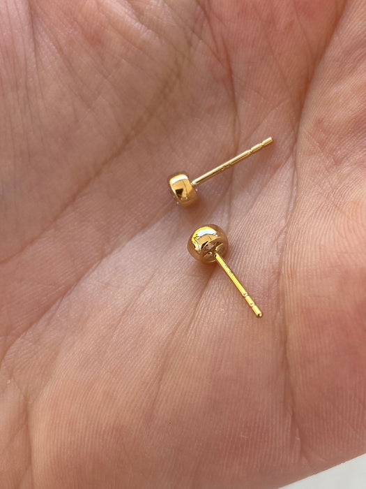 18K Gold Natural Diamond Bezel Stud Earrings – 0.36 TCW