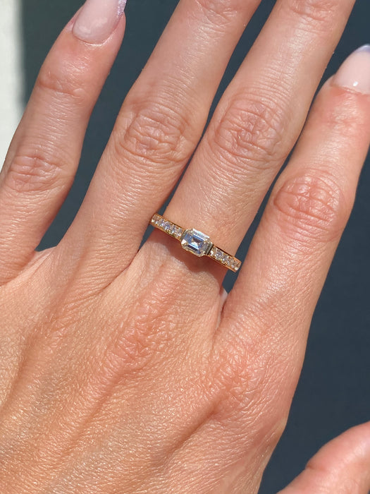 Vintage 18K East-to-West Emerald Cut Diamond Ring