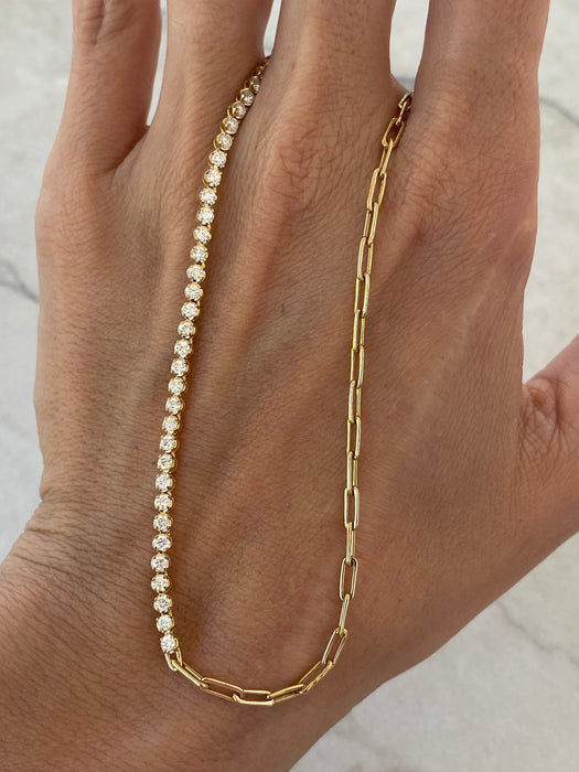 14K 1.8 TCW Natural Diamond & Paperclip Link Necklace 17”