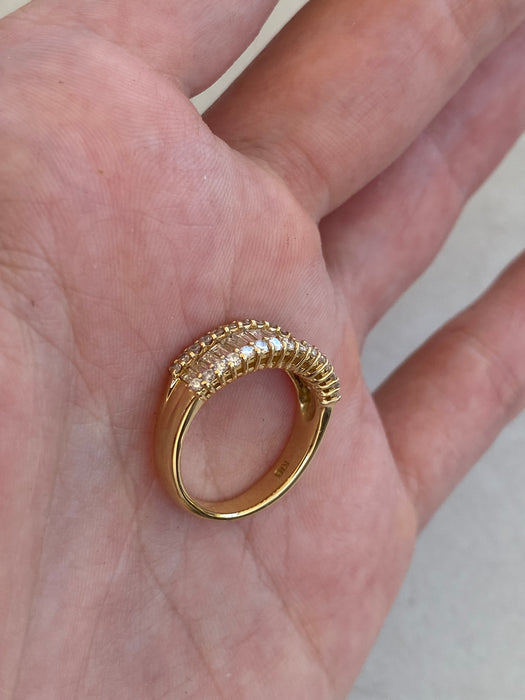 Vintage 18K Gold Baguette & Diamond Ring