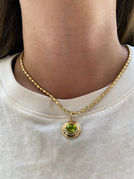 14K 2.7 Carat Peridot Double Bezel Set Charm