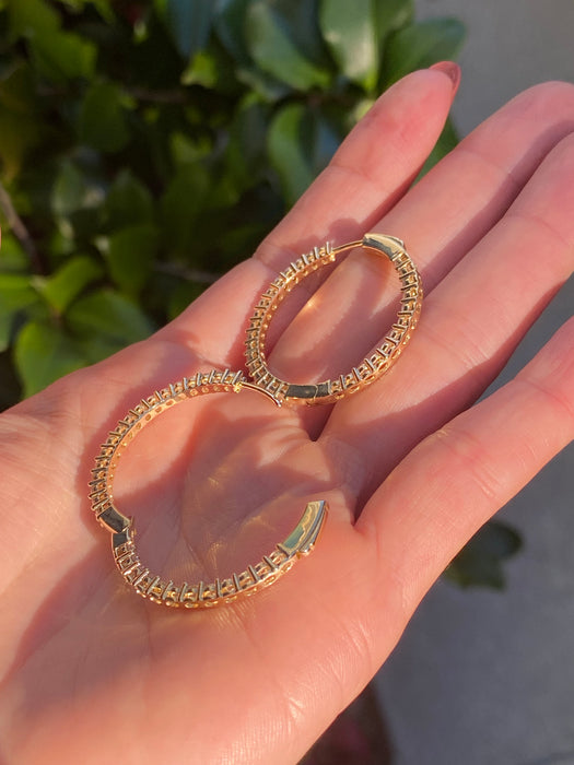 14k 2.5 carat lab diamond hoop earrings