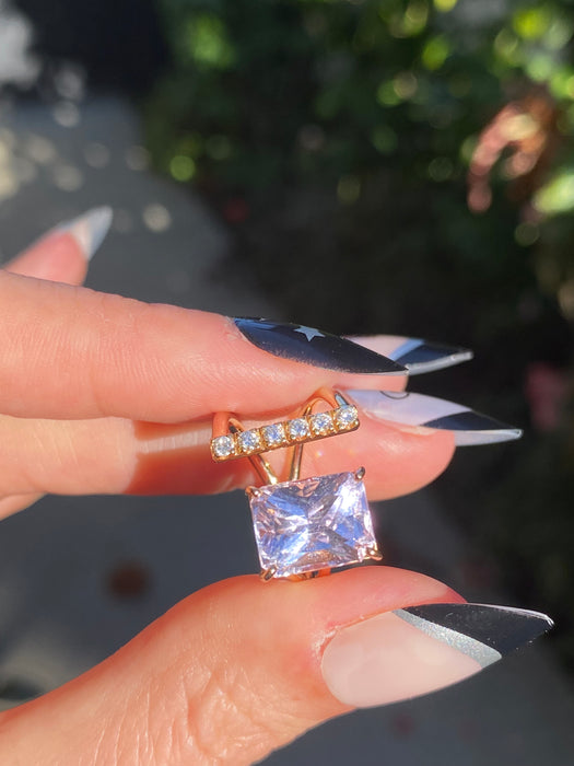 18k rose gold Kunzite diamond ring size 5.25