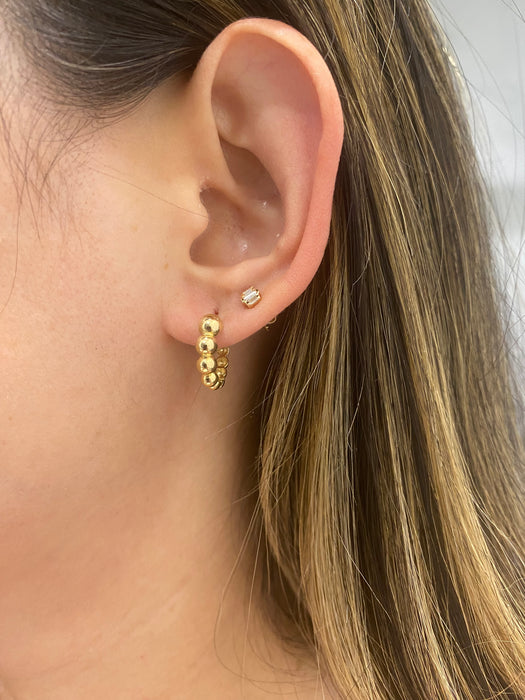 14K Gold Bubble Huggie Hoop Earrings