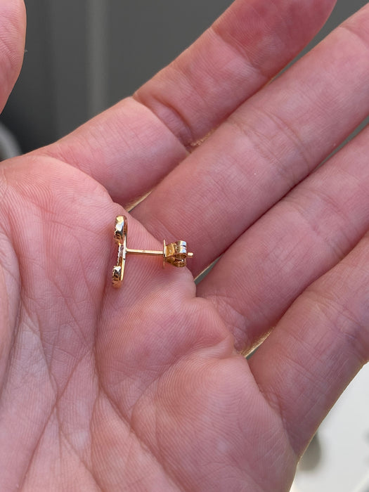 14k single earring diamond letter initial stud