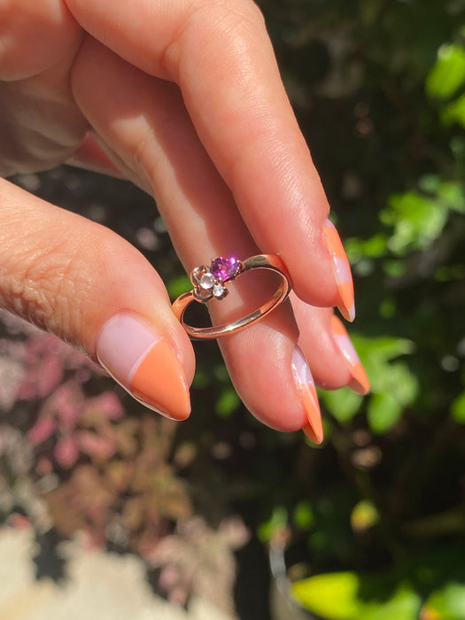 10k rose gold heart pinky ring size 3.75