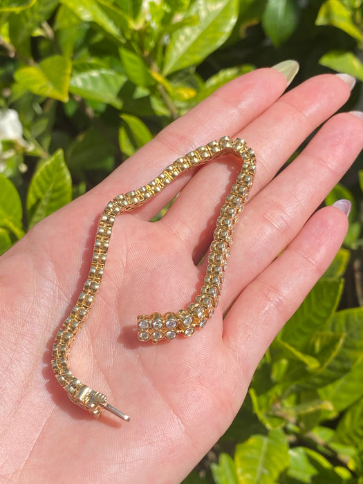 14k double bezel set diamond tennis bracelet 6.75”