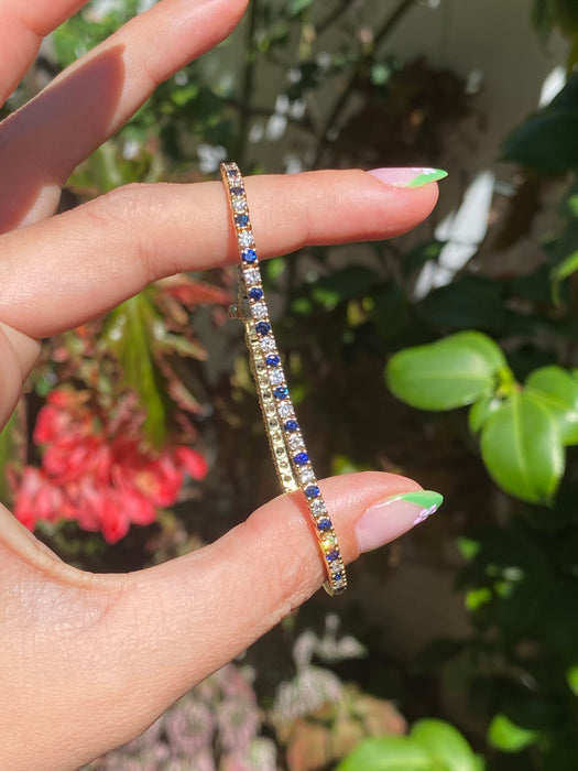 14k blue sapphire diamond bracelet 6.75”