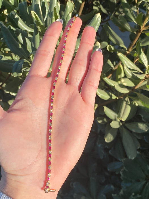 18k ruby diamond tennis bracelet