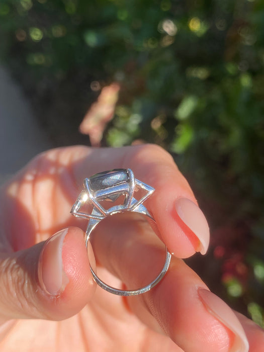 18k white gold tourmaline diamond ring size 5.25