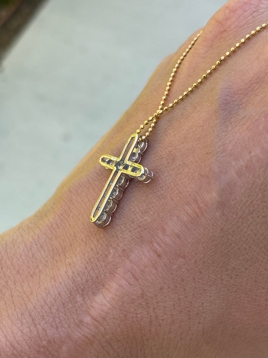 Vintage Platinum 900 1 Carat Diamond Cross Pendant