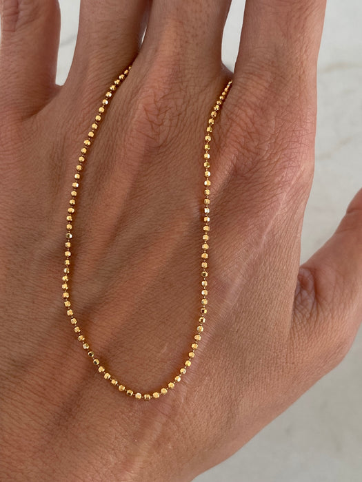 Vintage 18K Diamond Cut Bead Chain Necklace