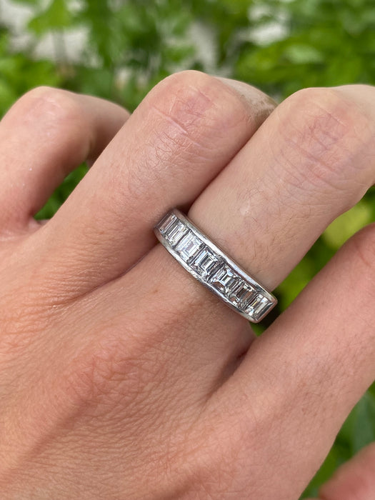 Vintage Platinum 900 Step Cut Diamond Ring