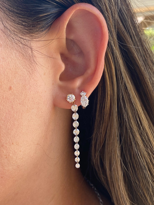14K Gold Graduated Lab Diamond Dangle Earrings