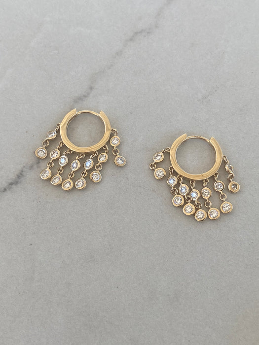 14K Gold 1.40 CTW Lab Diamond Cascading Bezel Huggie Earrings