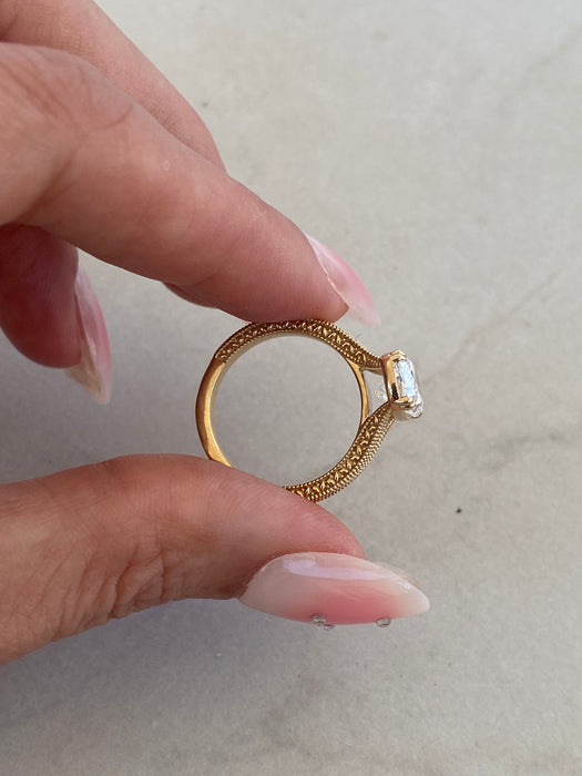 14K Gold Lab Cushion 2.03 TCW Diamond Ring Size 6