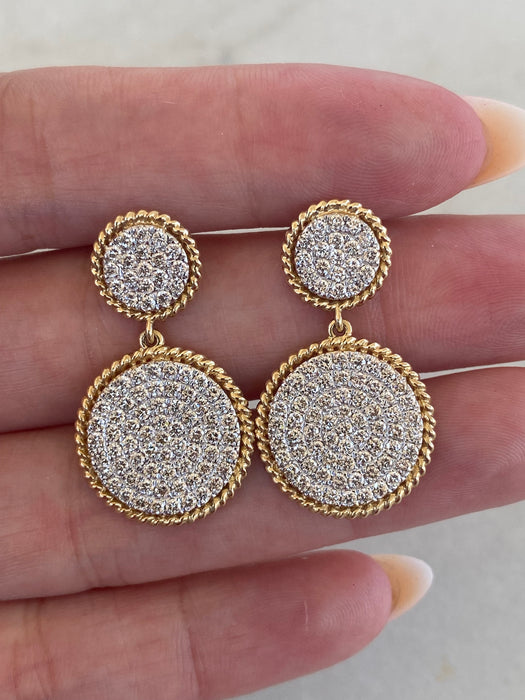14K 1.9 TCW Natural Diamond Pavé Croissant Disc Drop Earrings
