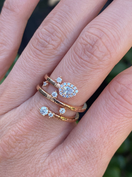 18K Rose Gold Diamond Triple Bypass Coil Ring by Penny Preville