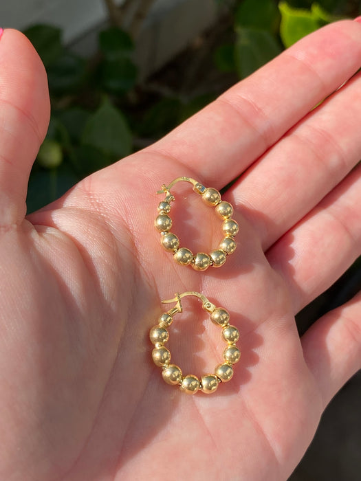 14k bead bubble hoop earrings