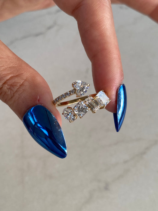 14K Multi-Stone Lab Diamond Bypass Ring