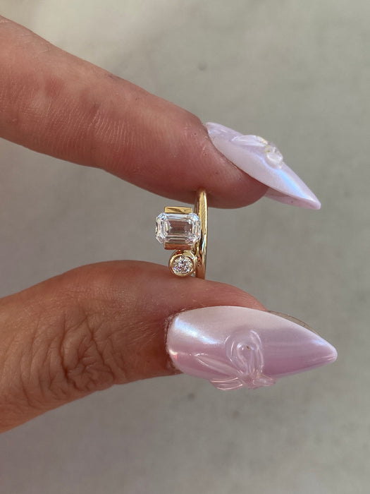 14K Partial Bezel Set Lab Diamond Ear Cuff