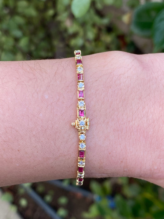 18k ruby diamond tennis bracelet