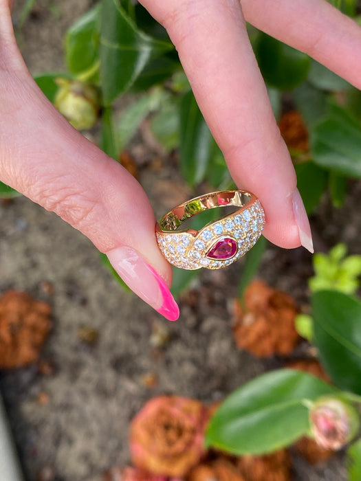 18k diamond ruby ring size 7.75