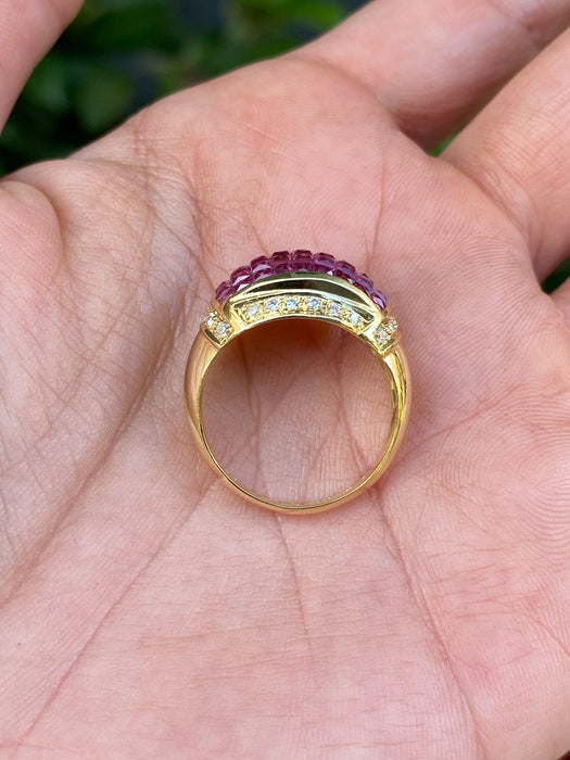 18k invisible set ruby diamond ring size 7