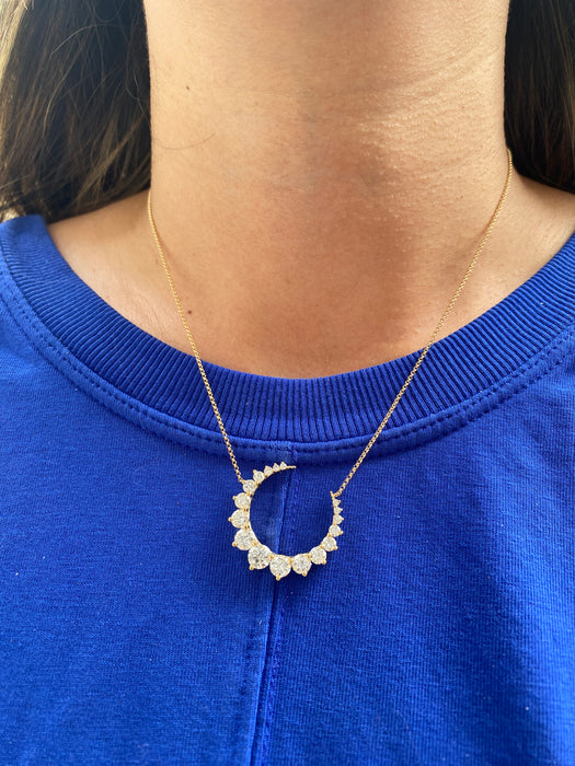 14K Gold 2.7 Carat Lab Diamond Crescent Moon Necklace