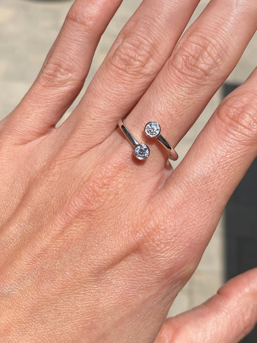 14K White Gold Lab Diamond Bypass Ring