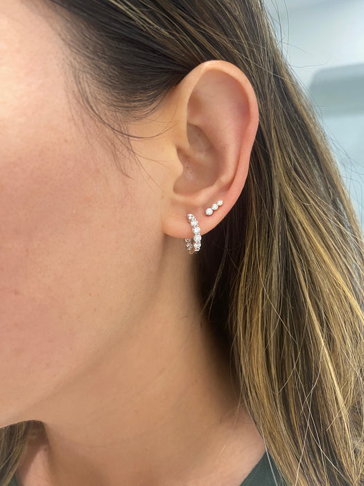 14K White Gold Inside-Out Lab Diamond Huggies