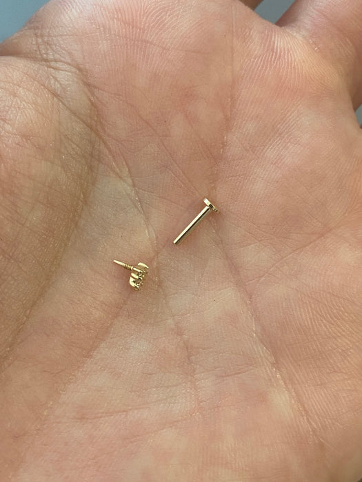 14K Gold Graduated Lab Diamond Flat Back Stud Earring- Single