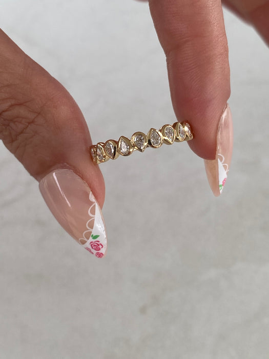 14K Gold Pear Lab Diamond Stacker Ring