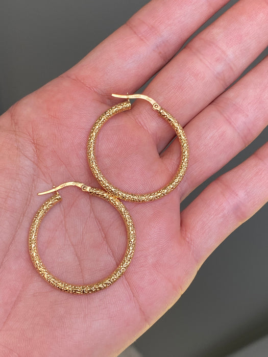 14k round popcorn hoop earrings