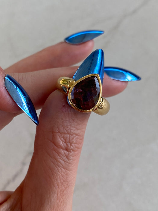 Vintage 18K Pink Tourmaline Bezel-Set Ring