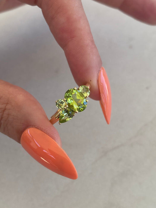 18K Gold Multi-Cut Peridot Ring