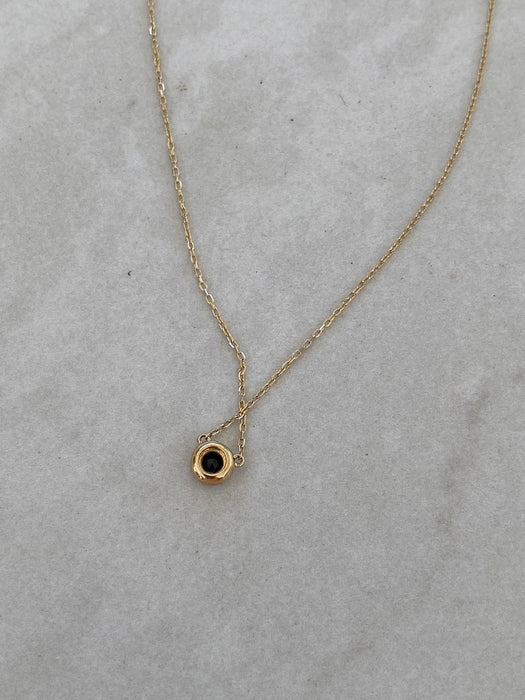 14K Gold Bezel Set Blue Sapphire Necklace