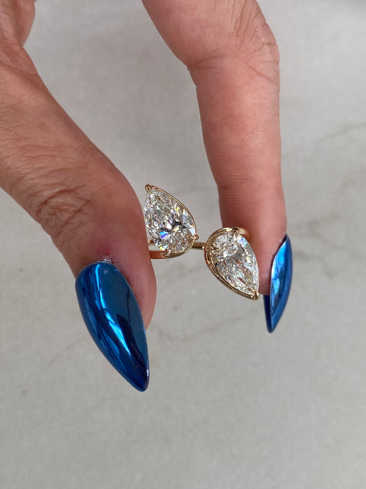 14K Open Pear 4.1 TCW Lab Diamond Ring